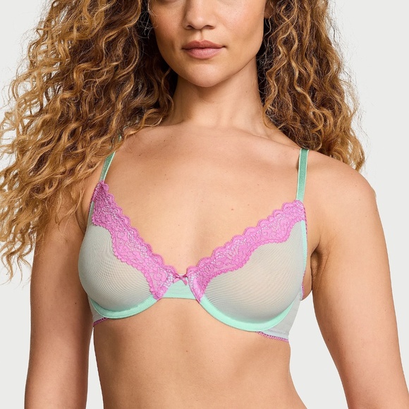 36D Victoria's Secret Tease Lace Trim Unlined Demi Bra - Picture 10 of 11